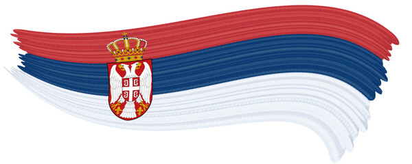 Wall Mural - serbian flag with paint strokes on transparent background