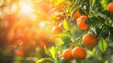 Poster - Sunlit Orange Tree Branch