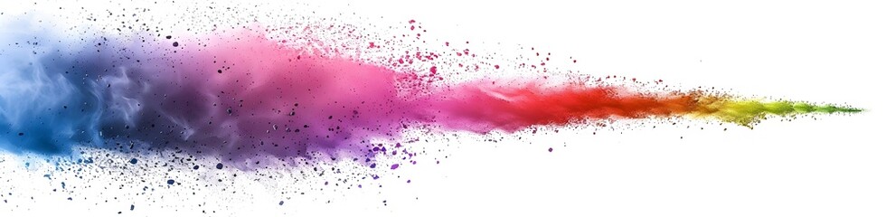 Poster - Rainbow colored powder explosion on white background, rainbow color splash, rainbow dust explosion