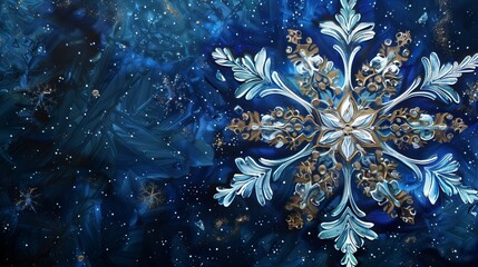 Poster - A snowflake-inspired art piece blending traditional motifs with contemporary elements, creating harmony.