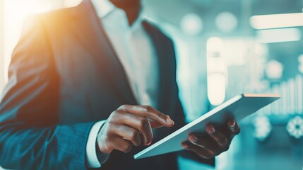 Poster - Businessman using tablet computer.