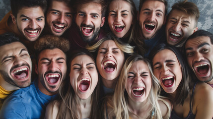 Wall Mural - Group of friends making funny grimaces