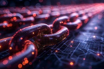 Poster - Chain links on digital background, symbolizing connection and technology.