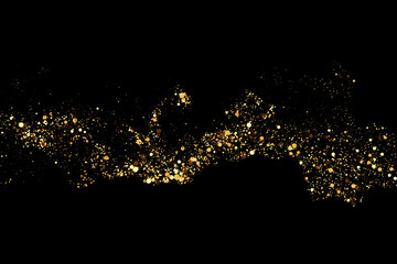 Wall Mural - Gold shiny abstract wave,gold lines design element with glitter effect on black background.