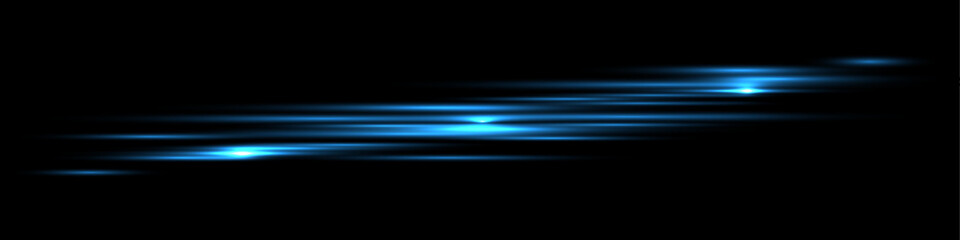 blue light beams with flash effect. abstract dynamic realistic vector illustration isolated on black