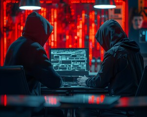 Poster - hacker utilizing social engineering to gain unauthorized access in workspace concept