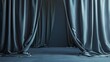 © addymawy - Elegant Blue Curtains on Concrete Stage with Dark Background