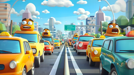 Poster - highway traffic crazy funny stock banner with copy space