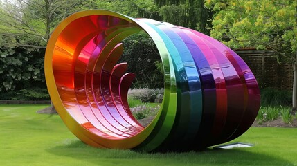 Poster - rainbows in contemporary sculptures feature bold forms, adding vibrant energy to modern art installa