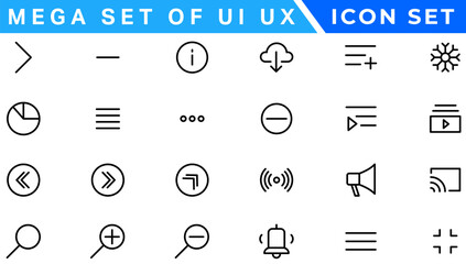 Poster - Mega set of ui ux icon set, user interface iconset collection. Basic User Interface Essential Set. 200 Line Outline Icons. For App, Web, Print.Outline icon
