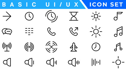 Poster - User Interface Icons Collection, Basic ui ux icon set. Set icon of user interface. Vector illustration. editable stroke.. Pixel perfect