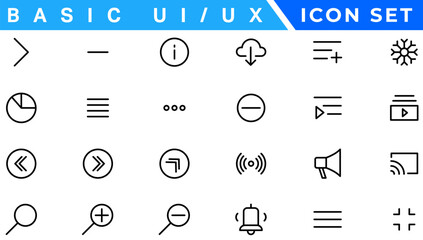 Poster - Basic Ux/Ui Icons, Web & App desogm icon set. ui ux line icon, user interface iconset collection.