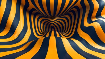 Wall Mural - A modern 3D vector illustration of an abstract background with an optical illusion created by warped stripes