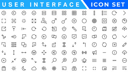 Poster - User Interface icons. Basic Web editable stroke icons collection. Vector