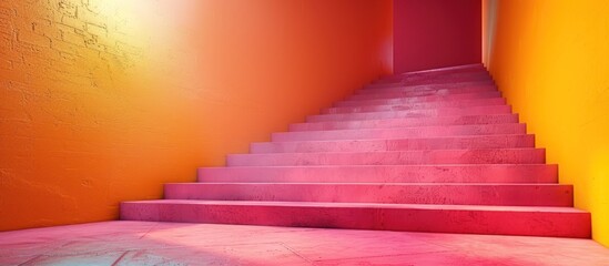 Wall Mural - Pink Steps Against Colorful Walls