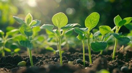 Poster - New Life: Tiny Green Shoots Emerging From the Soil