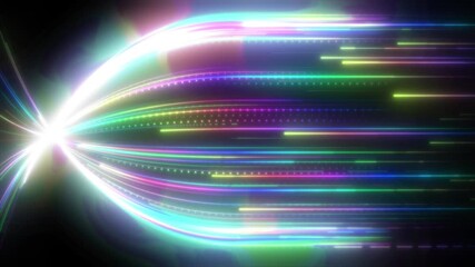Wall Mural - Abstract Neon rainbow Light Streak futuristic looping  animation footage video background