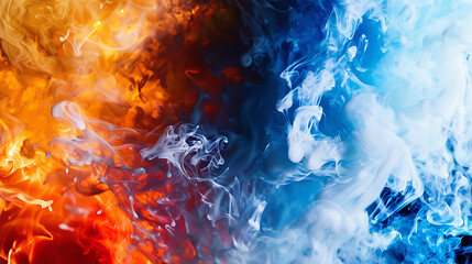 Wall Mural - Elemental Clash: Abstract Fire and Ice Background