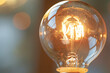 © Bela - Extreme close-up of a single, unbranded lightbulb in soft illumination.