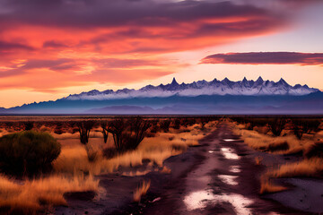 Poster - sunset in the mountains