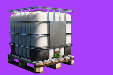 Wall Mural - Warehouse with goods. Logistics center with barrels and boxes. Storage area of enterprise. Stack of goods. Warehouse racks with barrels and parcels. Warehouse without anyone. 3d image