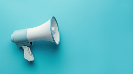 Canvas Print - Blue and White Megaphone on Blue Background