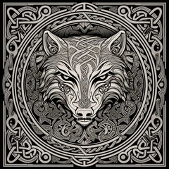 Celtic Wolf with Ornate Frame