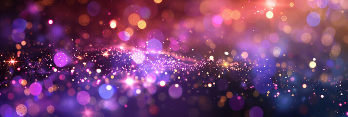 Wall Mural - multicolor bokeh light background with warm and cool tones. festive and magical atmosphere