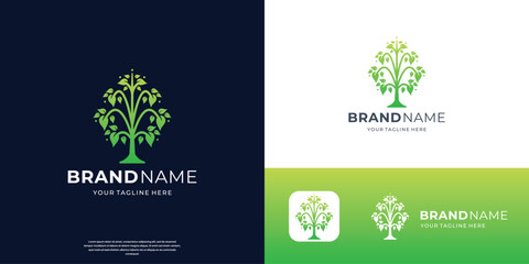 Wall Mural - creative tree logo inspiration, nature plant tree symbol element.