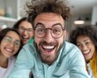© pisan - Hilarious Group Selfie with Friends, Funny Faces, Exuberant Smiles, and Unforgettable Moments Captured in This Group Photo Perfect for Social Media Sharing, This Picture Illustrates the Joy of
