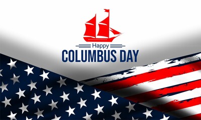 Wall Mural - Happy Columbus Day Greeting Card   with usa waving flag  for banner, poster, social media feed