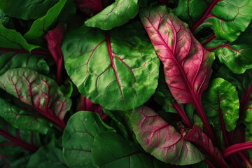 Canvas Print - Nutritious Beet leaves. Organic food chard. Generate Ai