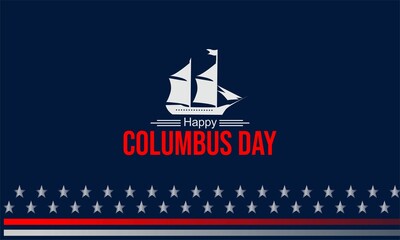 Wall Mural - Happy Columbus Day Greeting Card   with usa waving flag  for banner, poster, social media feed