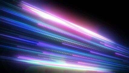 Wall Mural - Abstract Neon rainbow Light Streak futuristic looping  animation footage video background