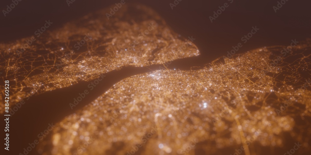 Liverpool Light Map Street lights map of Liverpool (UK, England) with tilt-shift effect ...