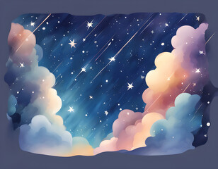 Wall Mural - Watercolor starry sky shooting star background