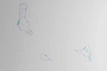 Poster - Map of the streets of Comores made with blue lines on white paper. 3d render, illustration