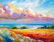 © jobi_pro - Illustration of Oil Painting of a Coastline under Multi-colored Cloudy Sky