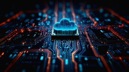 2d illustration Abstract futuristic electronic circuit technology background