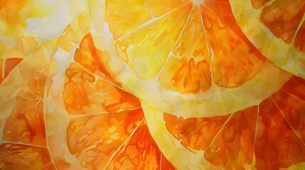 Wall Mural - Abstract Watercolor Orange Slices Background.