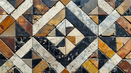 Poster - mosaic tiles form a geometric, symmetrical pattern, creating a visually captivating and artistic des