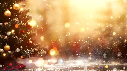 Poster - Festive Christmas Tree with Snowfall and Lights