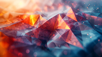 Poster - Captivating futuristic digital architecture rendering featuring an interconnected composition of sophisticated polygonal shapes in a dynamic