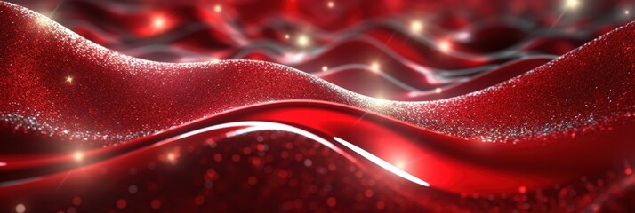 Wall Mural - Abstract Red Glitter Waves