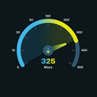 © PKartstudio - Internet Speed Test ,download speed test with modern design neon gauge, Internet speed test software and network performance information arrow bandwidth count , app internet UI UX display Vector EPS10