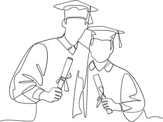 Canvas Print - Graduation one line art illustration