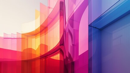 Poster - innovative architectural design with overlapping layers in a spectrum of gradient colors