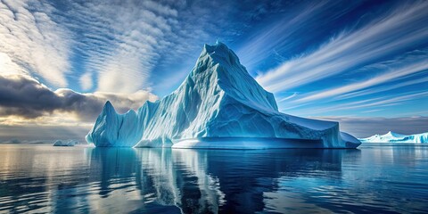 Sticker - Iceberg surrounded by calm ocean waters , nature, landscape, ice, cold, frozen, ocean, sea, Arctic