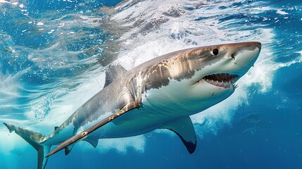 Canvas Print - Great White Shark Swimming in the Ocean