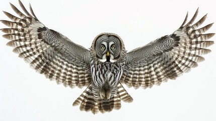 Canvas Print - Majestic Great Grey Owl in Flight